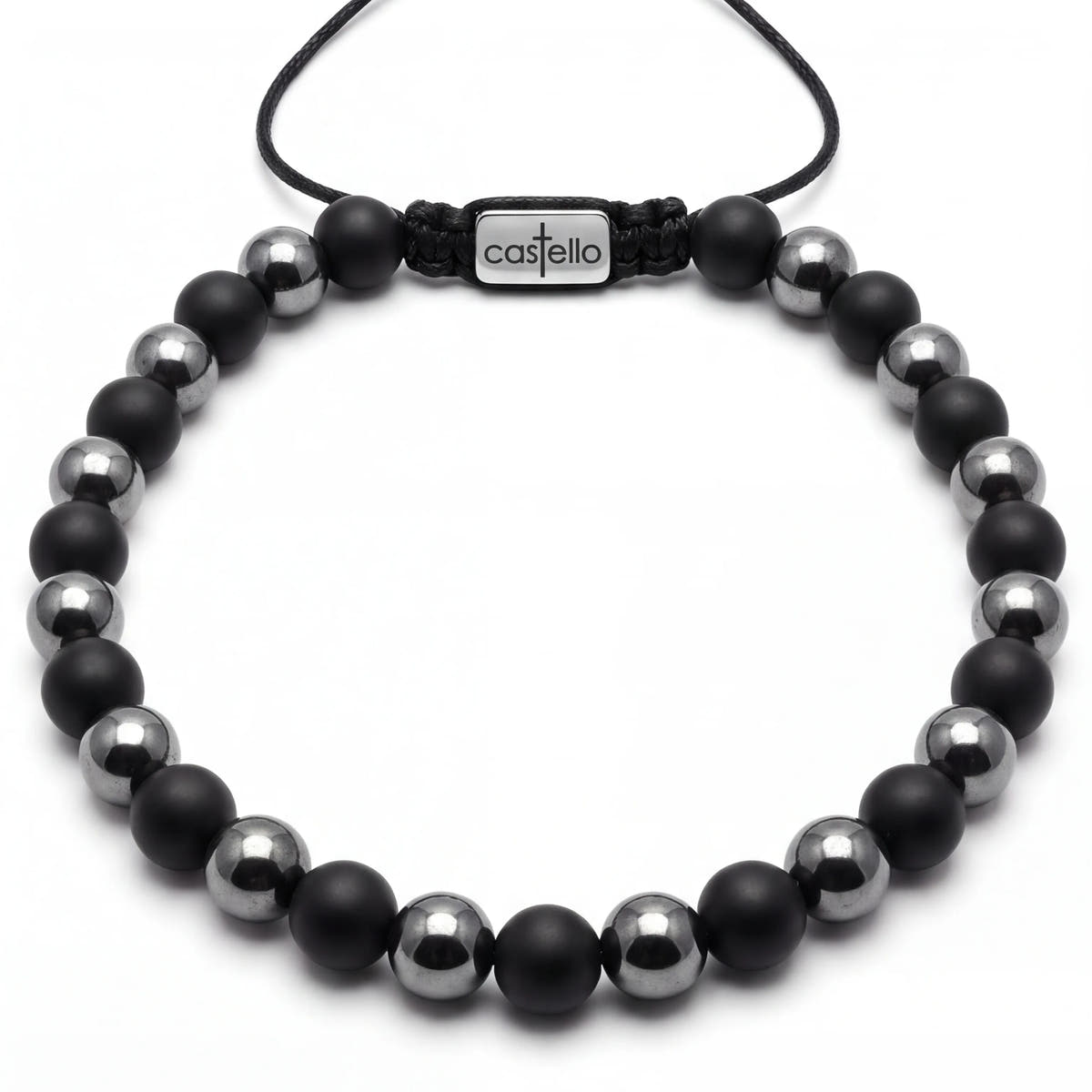 Hematite & Onyx Men's Bracelet, 6mm | Castello Jewels