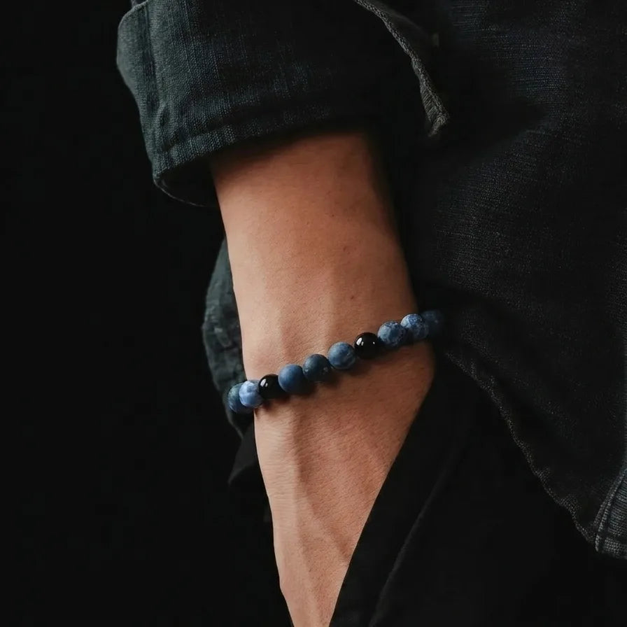 Sodalite & Onyx Stacking Bracelet, 6mm, view 2 | Castello Jewels