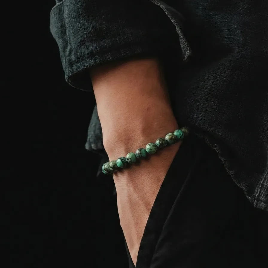 Matte African Turquoise Bracelet, 6mm, view 2 | Castello Jewels