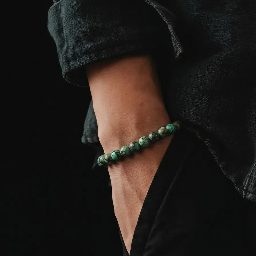 Matte African Turquoise Bracelet, 6mm, view 2 | Castello Jewels