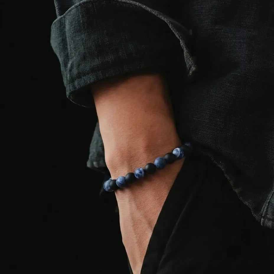 Sodalite & Onyx Bracelet, 6mm, view 2 | Castello Jewels