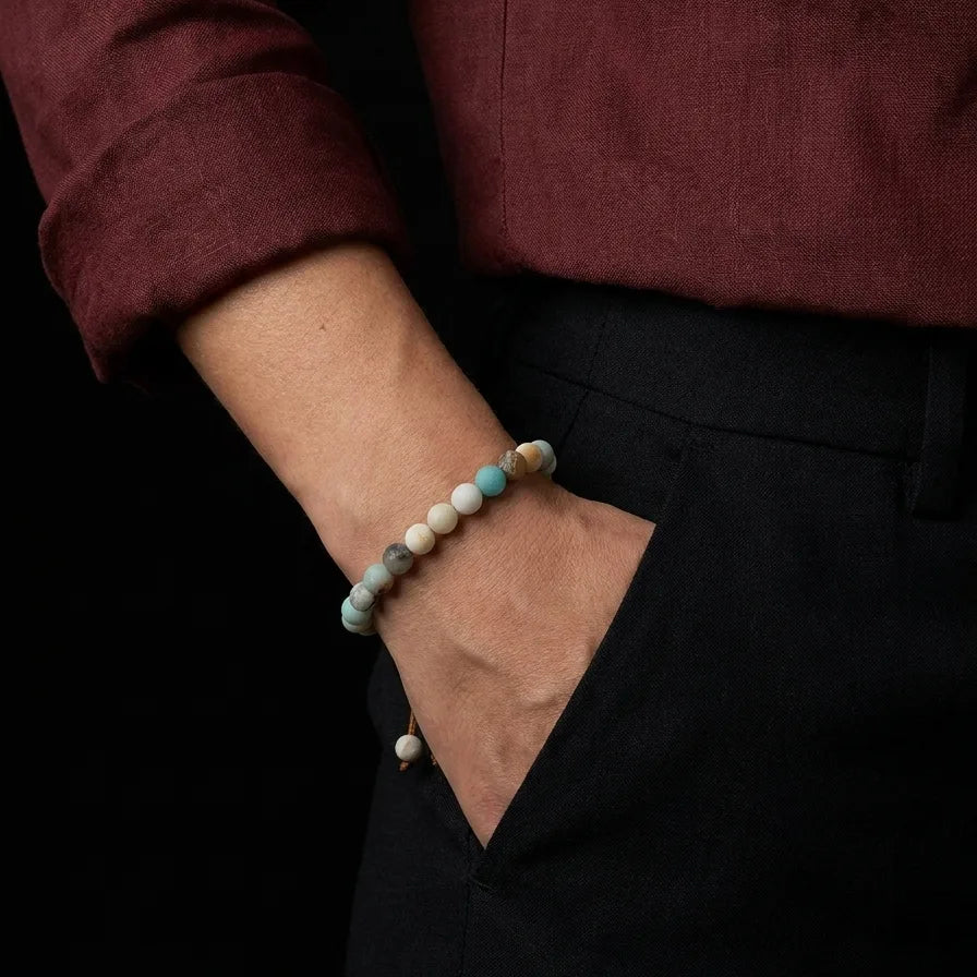 Matte Amazonite Bracelet, Water-Resistant, 6mm, view 2 | Castello Jewels