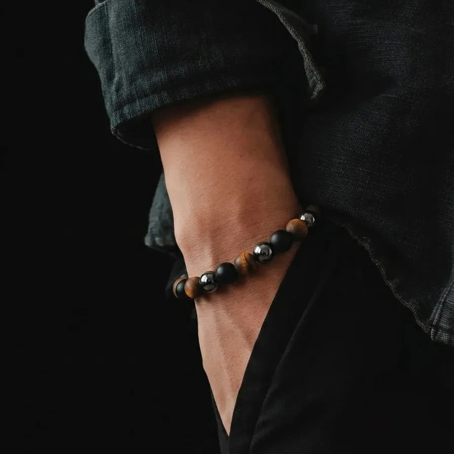Onyx, Tiger's Eye & Hematite Bracelet, 6mm, view 2 | Castello Jewels