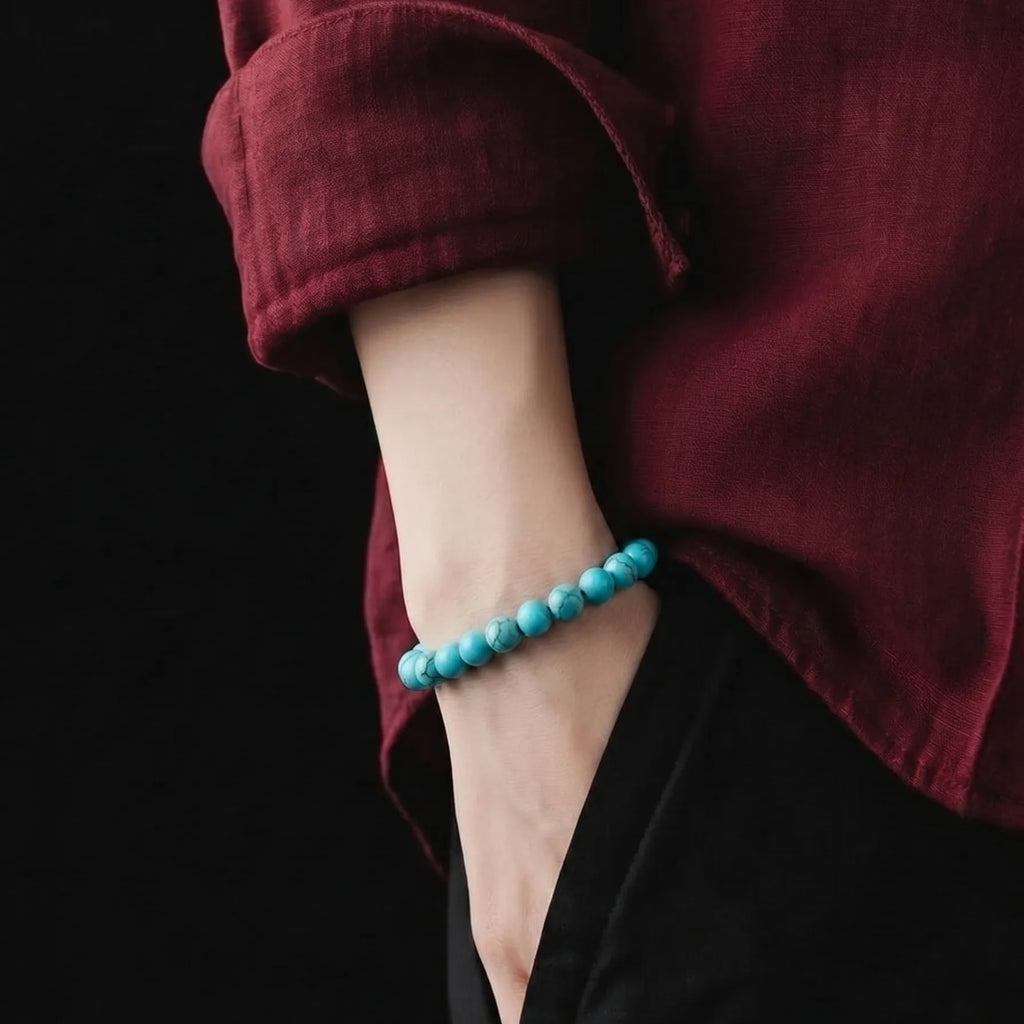 Turquoise Stacking Bracelet, 6mm, view 2 | Castello Jewels