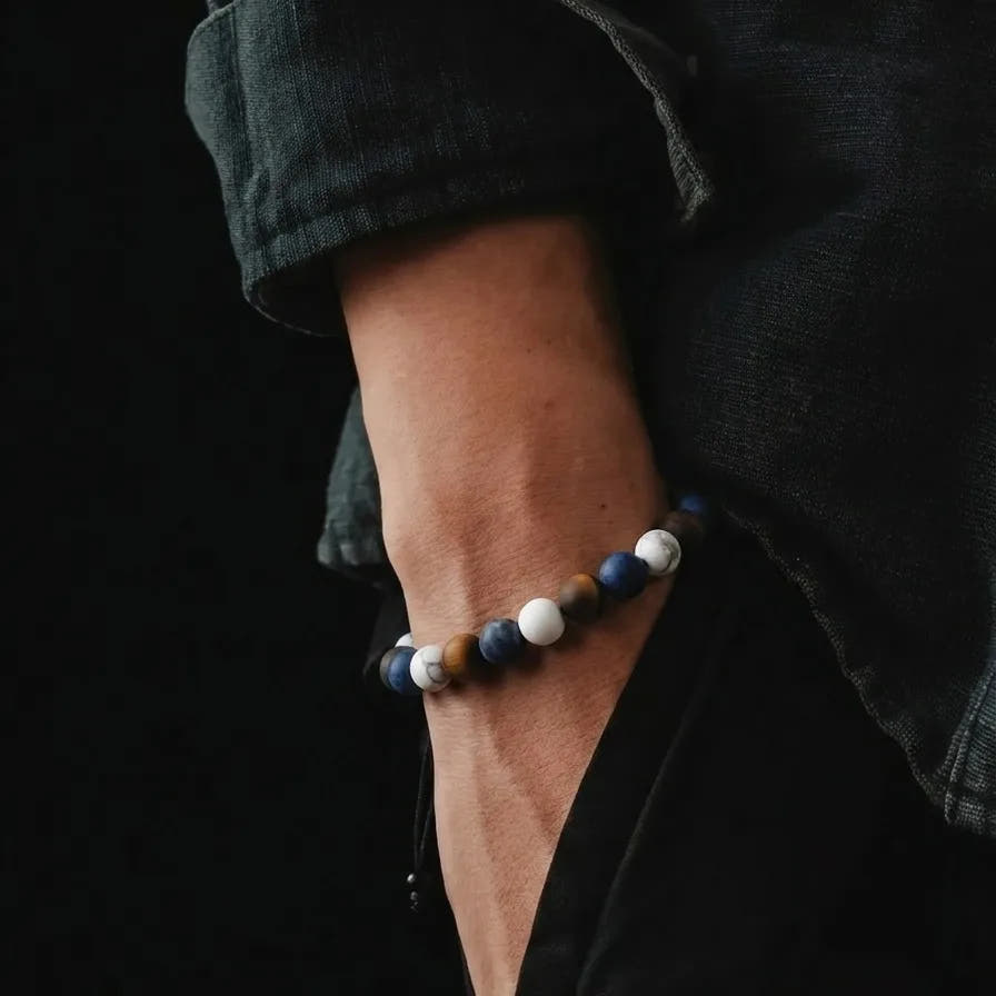 Sodalite, Howlite & Tiger's Eye Boho Bracelet, 6mm, view 2 | Castello Jewels