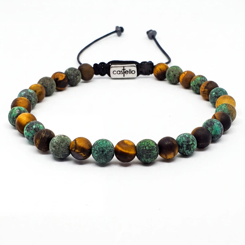African Turquoise & Tiger's Eye Bracelet · 6mm