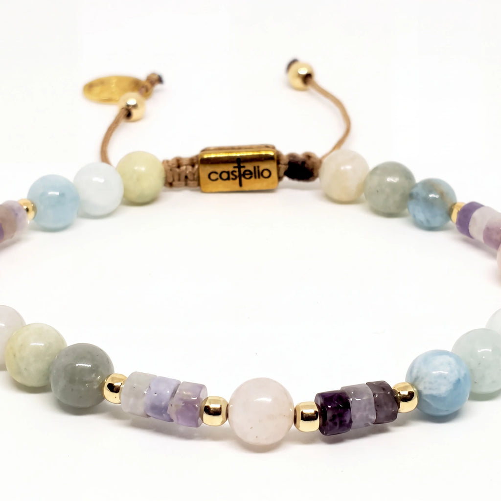 Mixed Gemstone Gold-Plated Bracelet, Sterling Silver, 6mm | Castello Jewels