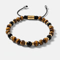 Classic Gold-Plated Polished Tiger's Eye & Onyx Bracelet, 6mm | Castello Jewels