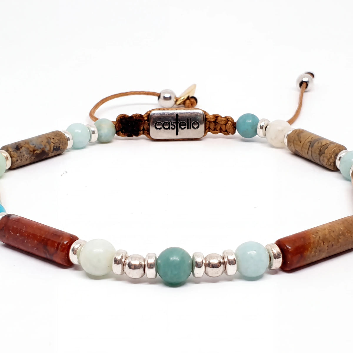 Amazonite & Picasso Jasper Tube Bracelet, 6mm | Castello Jewels