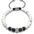 Knights Howlite & Square Lava Stacking Bracelet, 6mm | Castello Jewels
