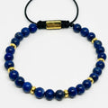 Minimal Gold-Plated Lapis Lazuli Sterling Silver Bracelet, 6mm | Castello Jewels