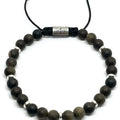 Minimal Matte Obsidian Rondel Sterling Silver Bracelet, 6mm | Castello Jewels