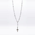 Howlite Rosary Necklace, Sterling Silver · 6mm