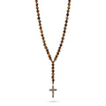 Polished Tiger's Eye Rosary Necklace, Sterling Silver · 6mm