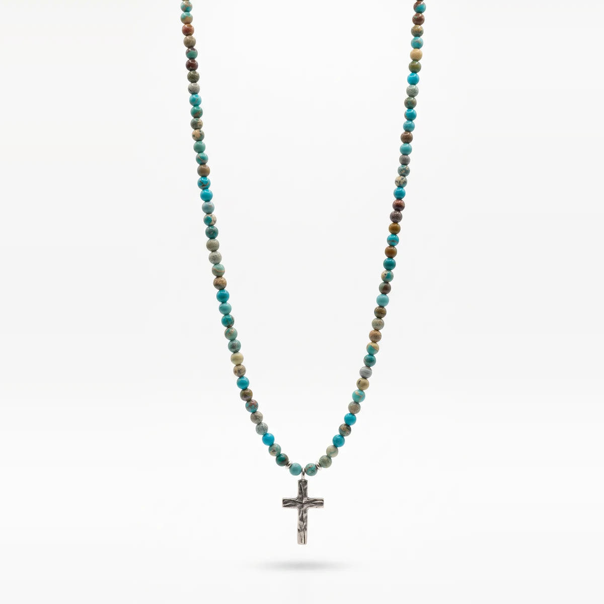 Jasper Turquoise Rosary Necklace, Sterling Silver · 6mm