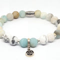 Greek Spiral Charm Bracelet, Amazonite & Howlite, 8mm | Castello Jewels