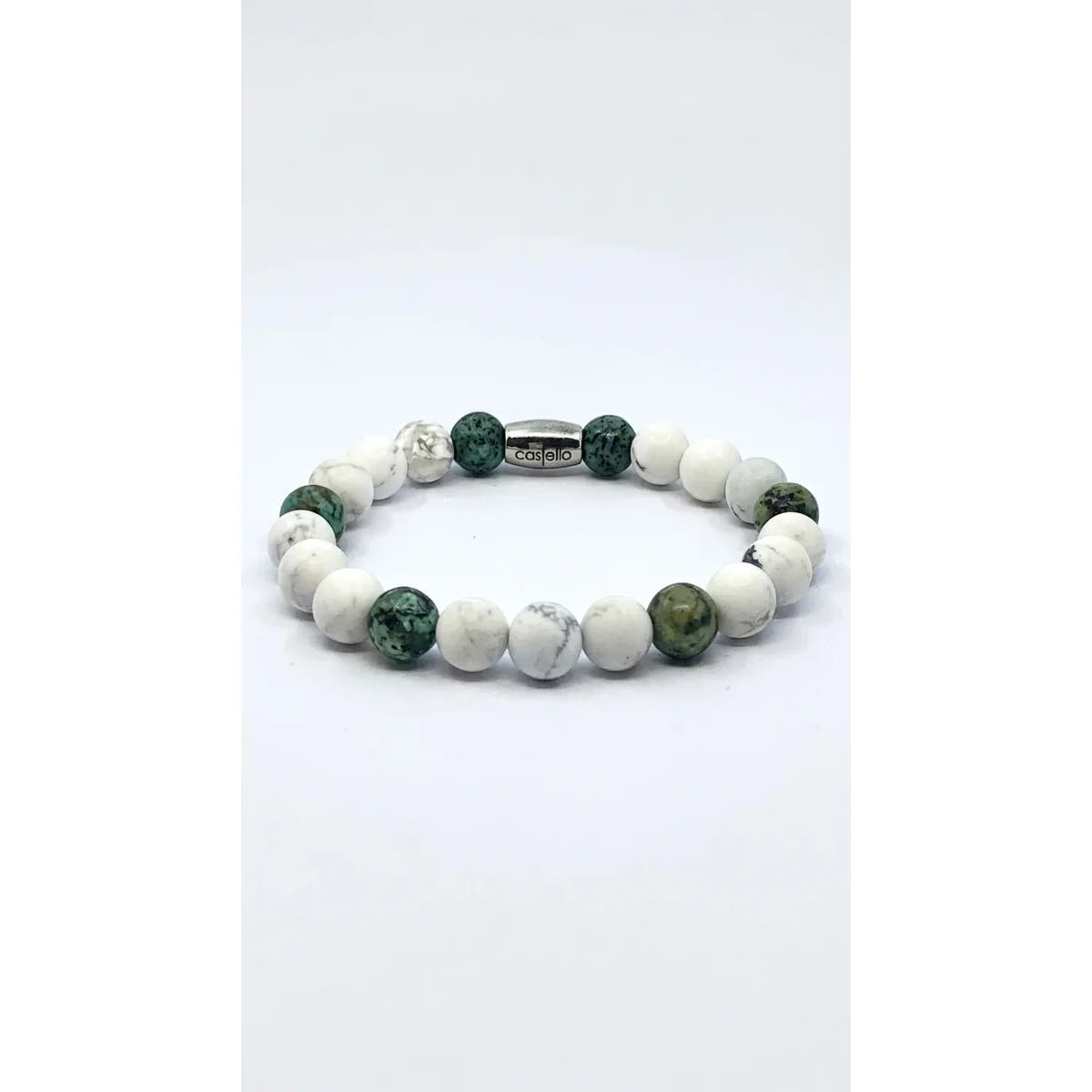 Howlite & African Turquoise Beaded Bracelet, 8mm, view 3 | Castello Jewels