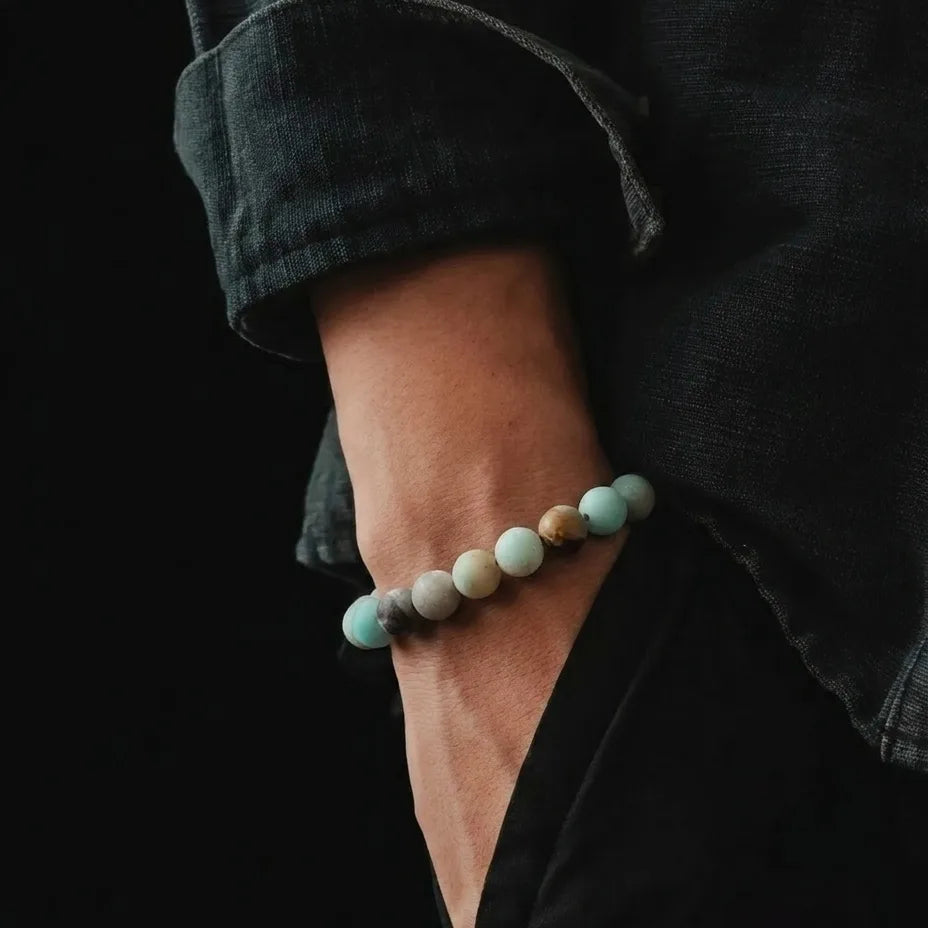 Amazonite Unisex Bracelet, 8mm, view 2 | Castello Jewels