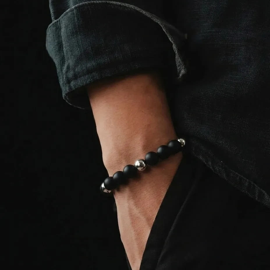 Onyx & Hematite Everyday Bracelet, 8mm, view 2 | Castello Jewels