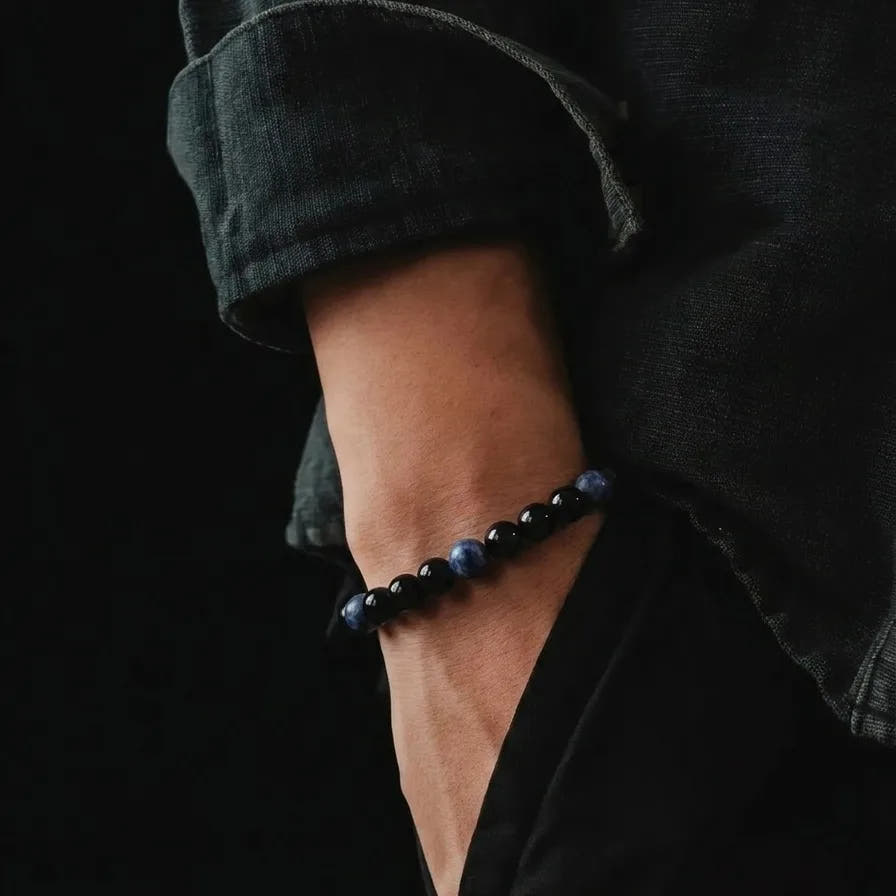 Onyx & Sodalite Stacking Bracelet, 8mm, view 2 | Castello Jewels