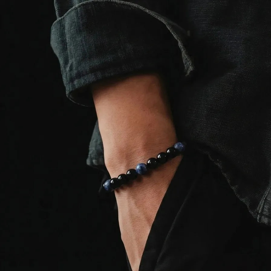 Onyx & Sodalite Stacking Bracelet, 8mm, view 2 | Castello Jewels