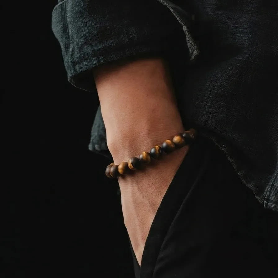 Matte Tiger's Eye Beaded Bracelet · 8mm