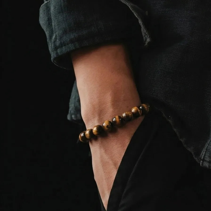 Polished Tiger's Eye Stacking Bracelet, 8mm, view 2 | Castello Jewels
