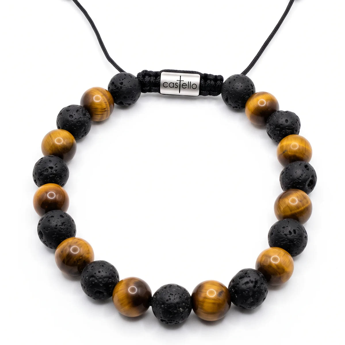 Tiger's Eye & Lava Unisex Bracelet · 8mm