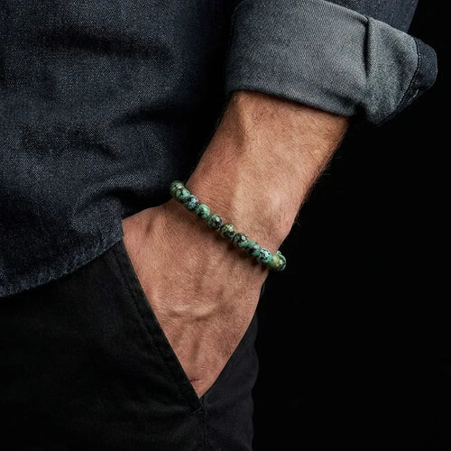 African Turquoise Beaded Bracelet, 8mm, view 2 | Castello Jewels