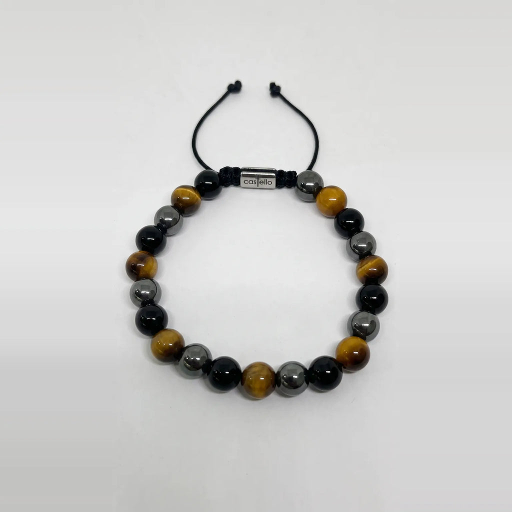 Onyx, Tiger's Eye & Hematite Gemstone Bracelet · 8mm