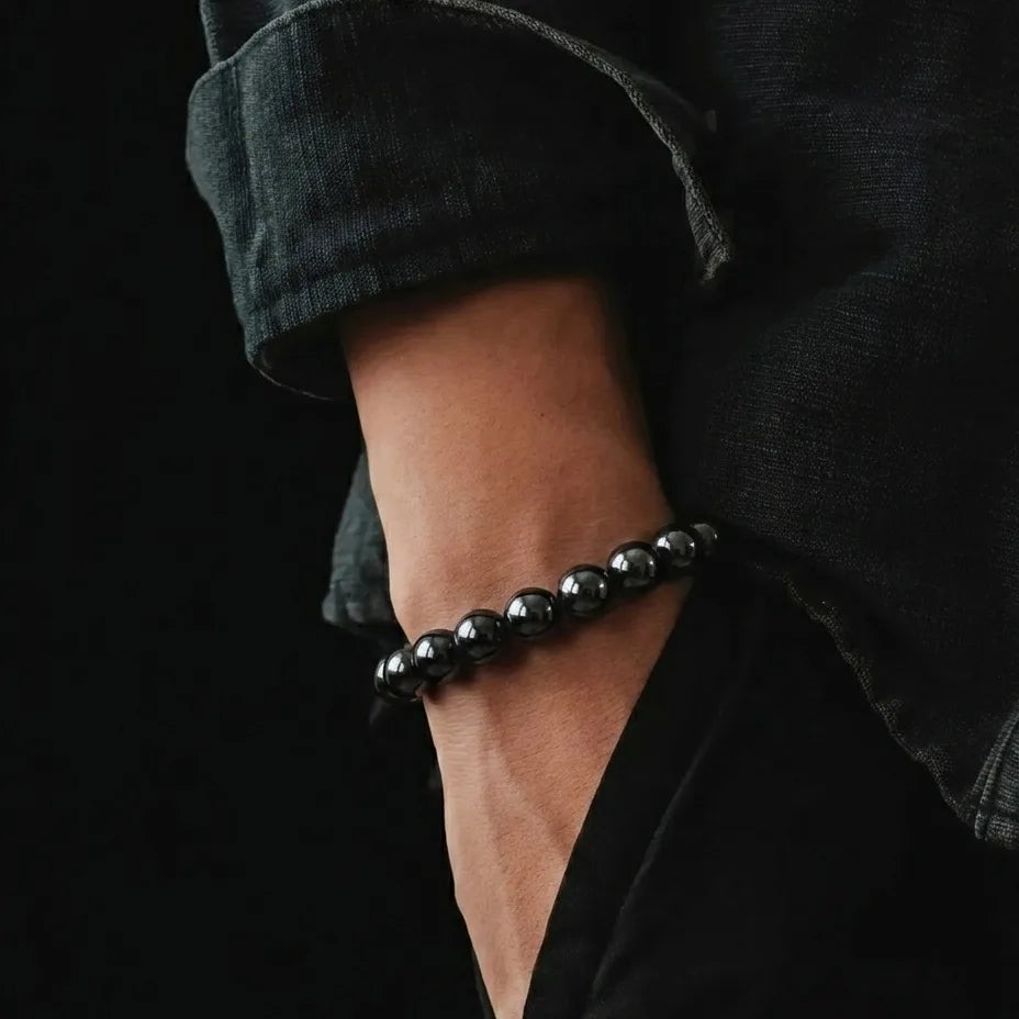 Hematite Beaded Bracelet, 8mm, view 2 | Castello Jewels
