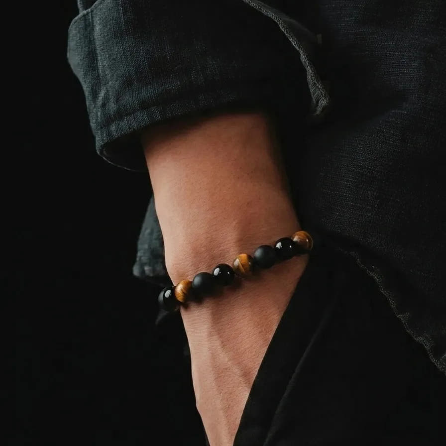 Onyx & Tiger's Eye Men's Bracelet · 8mm