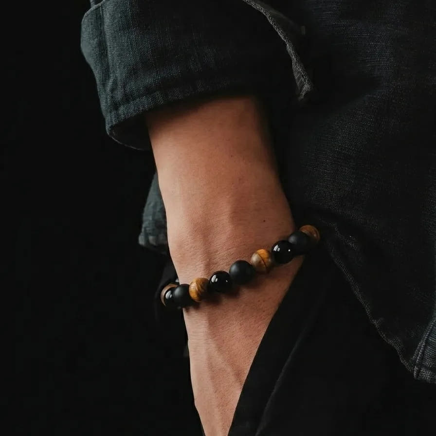 Onyx & Tiger's Eye Men's Bracelet · 8mm