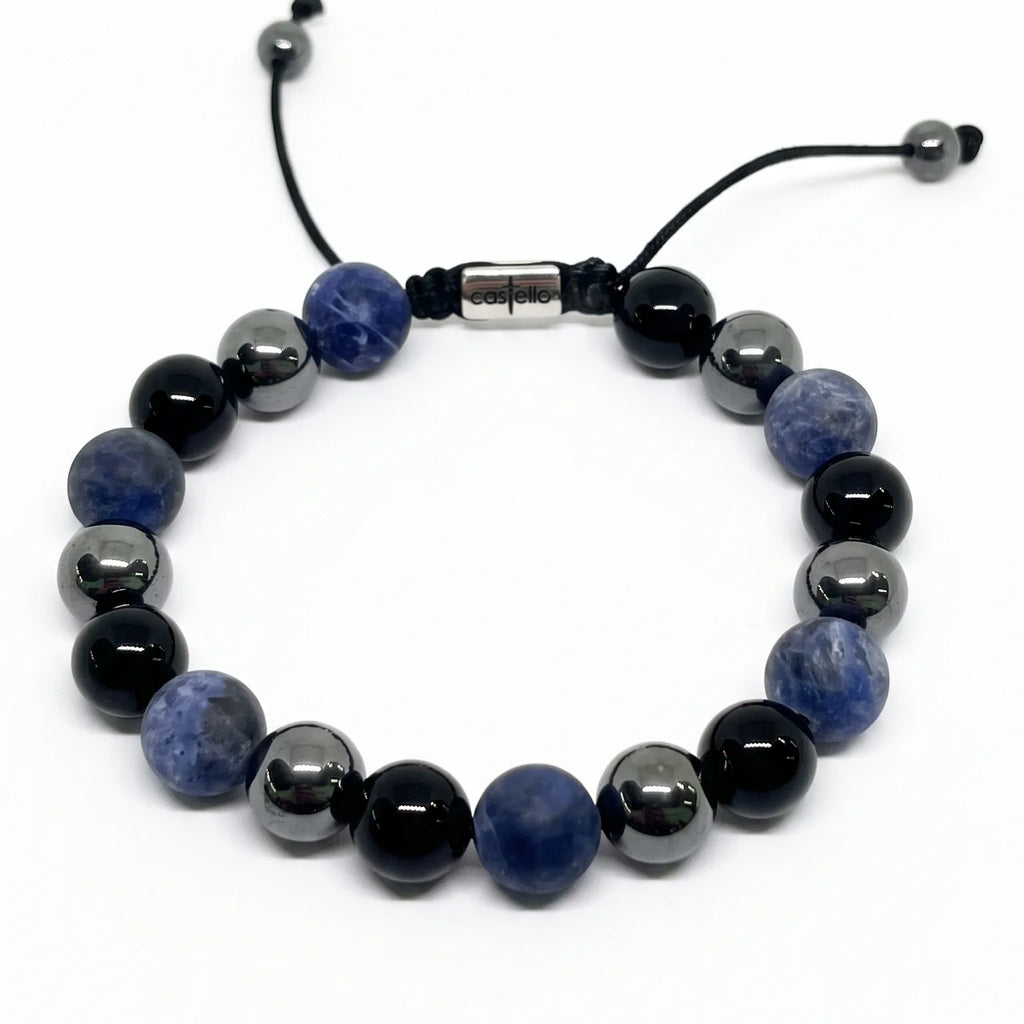 Onyx, Sodalite & Hematite Gemstone Bracelet · 8mm