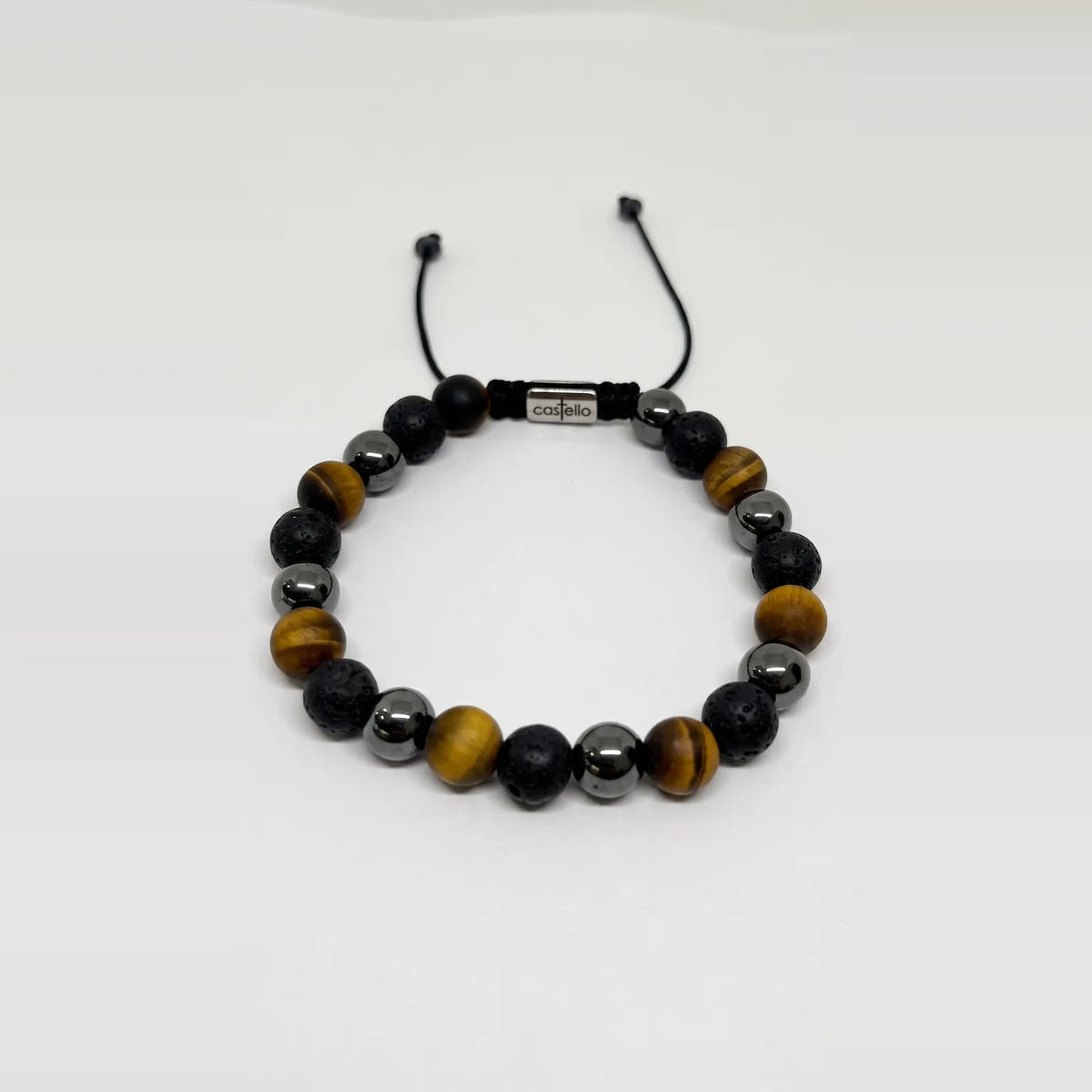 Hematite, Onyx & Tiger's Eye Men's Bracelet · 8mm