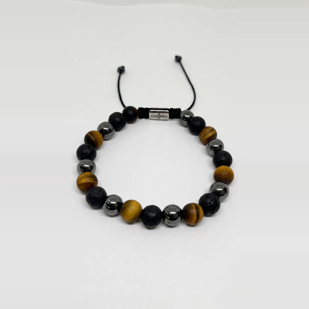 Hematite, Onyx & Tiger's Eye Men's Bracelet · 8mm
