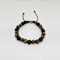Hematite, Onyx & Tiger's Eye Men's Bracelet · 8mm
