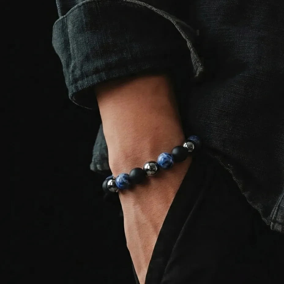 Sodalite, Onyx & Hematite Stacking Bracelet, 8mm, view 2 | Castello Jewels