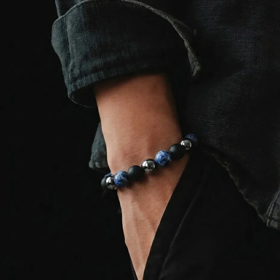 Sodalite, Onyx & Hematite Stacking Bracelet, 8mm, view 2 | Castello Jewels