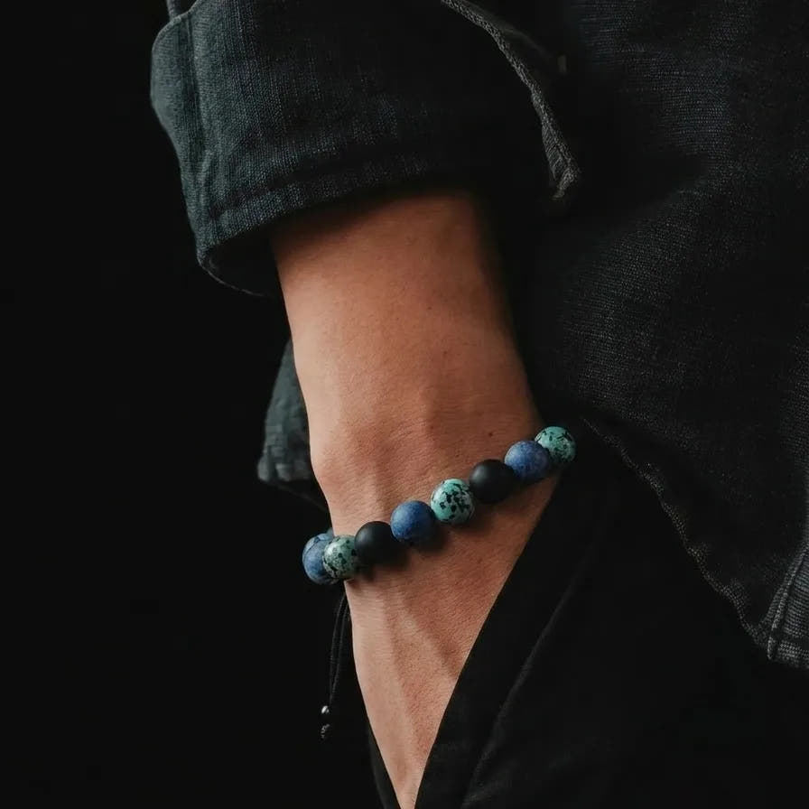 Onyx, African Turquoise & Sodalite Gemstone Bracelet, 8mm, view 2 | Castello Jewels