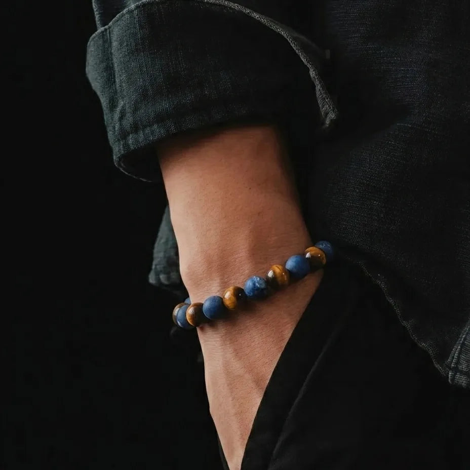 Sodalite & Tiger's Eye Gemstone Bracelet, 8mm, view 2 | Castello Jewels