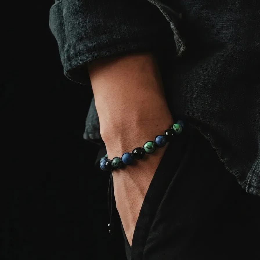 Sodalite, Onyx & African Turquoise Beaded Bracelet, 8mm, view 2 | Castello Jewels
