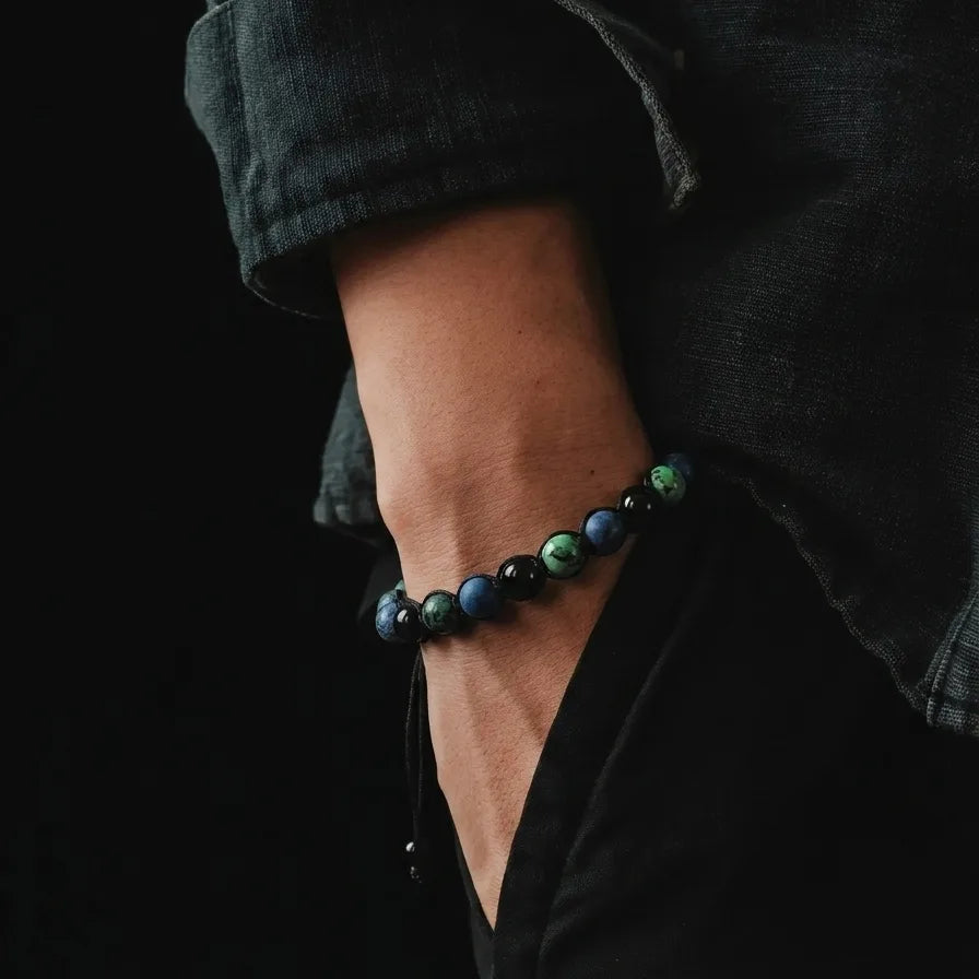 Sodalite, Onyx & African Turquoise Beaded Bracelet, 8mm, view 2 | Castello Jewels