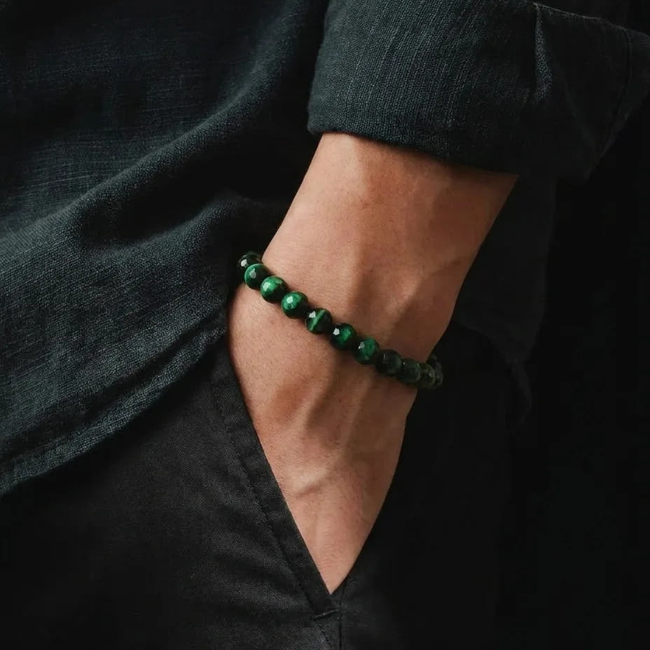 Green Cat's Eye Gemstone Bracelet, 8mm, view 2 | Castello Jewels