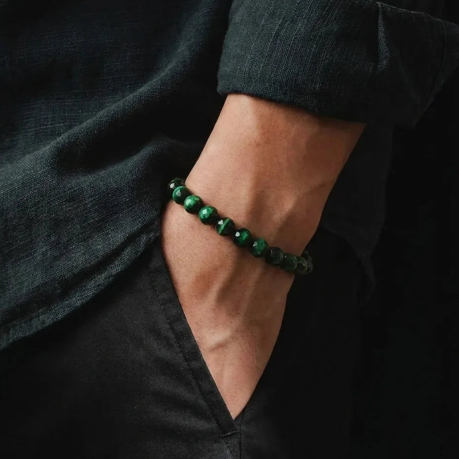 Green Cat's Eye Gemstone Bracelet, 8mm, view 2 | Castello Jewels