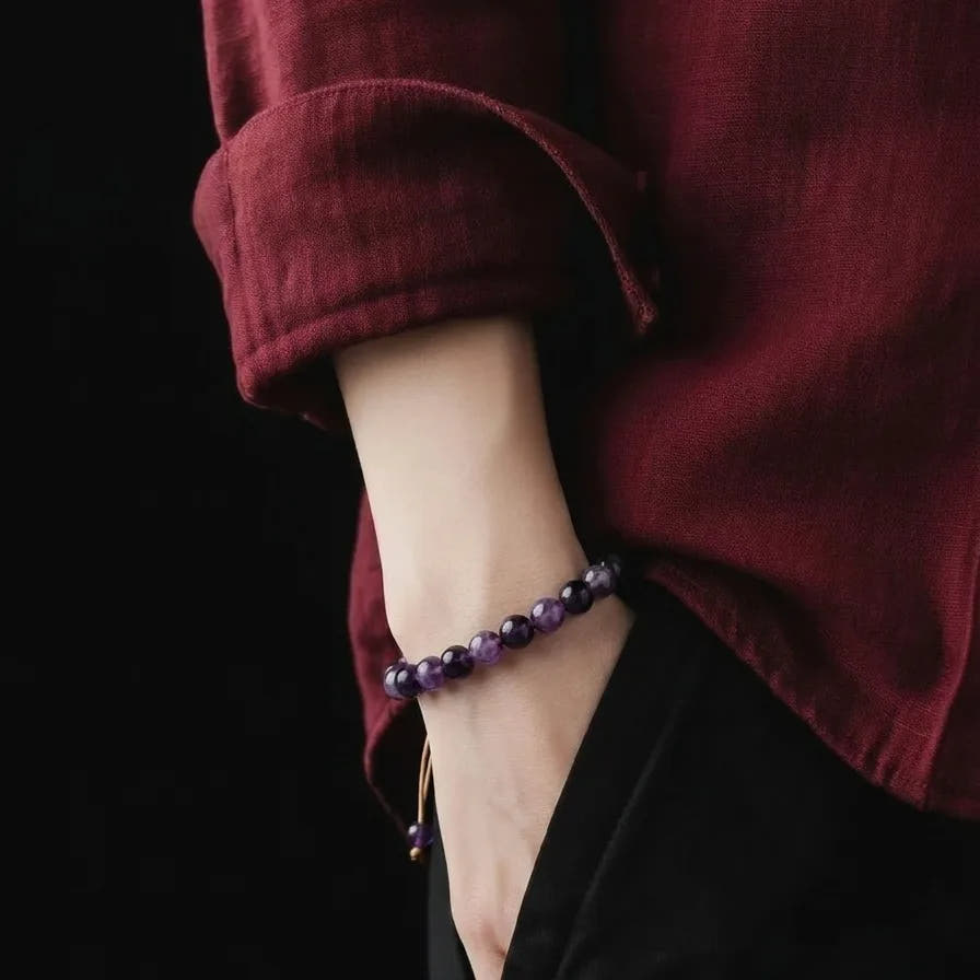 Amethyst Stacking Bracelet, 8mm, view 2 | Castello Jewels