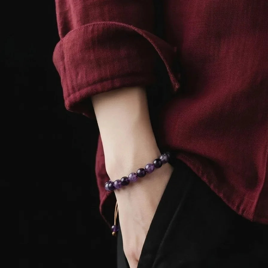 Amethyst Stacking Bracelet, 8mm, view 2 | Castello Jewels