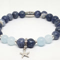 Coral & Aquamarine Shell Pendant Bracelet, 8mm | Castello Jewels