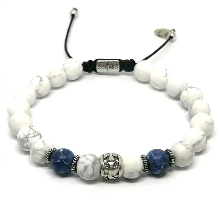 Knights Howlite & Sodalite Men's Bracelet, 8mm | Castello Jewels
