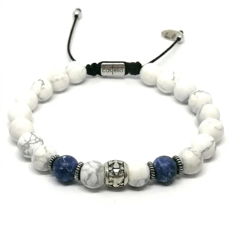 Knights Howlite & Sodalite Men's Bracelet, 8mm | Castello Jewels